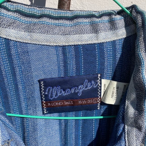 Vintage PERFECT Wrangler Mens Mixed Stripe SZ 16.5 - Picture 2 of 3